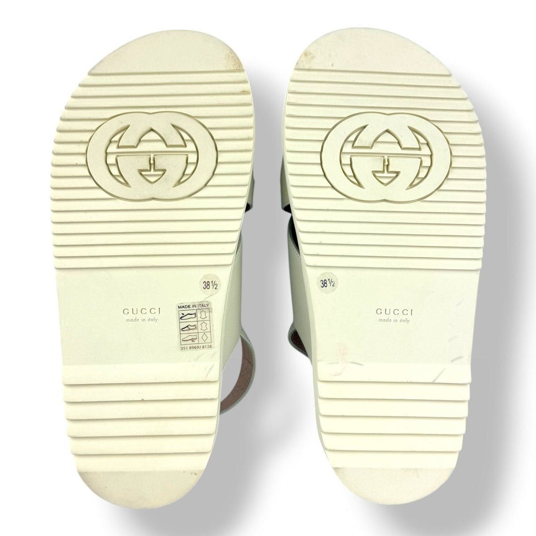 Gucci White Leather Crisscross Sandals UK 5.5 / EU 38.5 - Lux Central