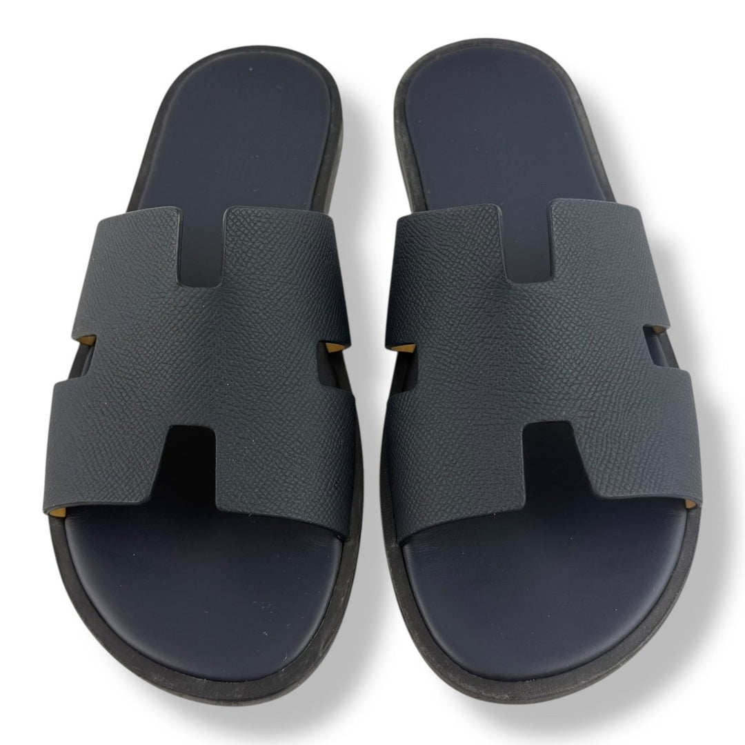 Hermes Izmir Navy Leather Slides UK 6 / EU 40 - Lux Central
