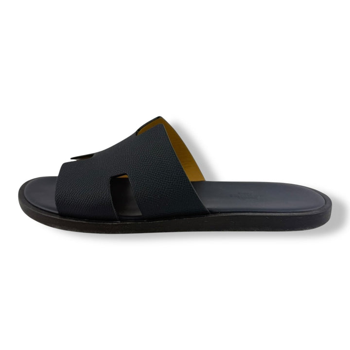 Hermes Izmir Navy Leather Slides UK 6 / EU 40 - Lux Central