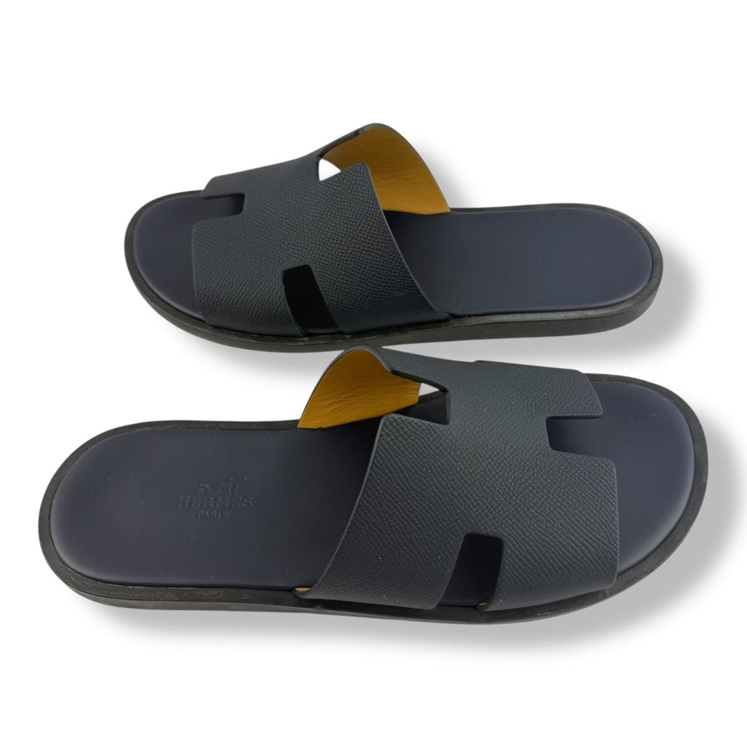 Hermes Izmir Navy Leather Slides UK 6 / EU 40 - Lux Central