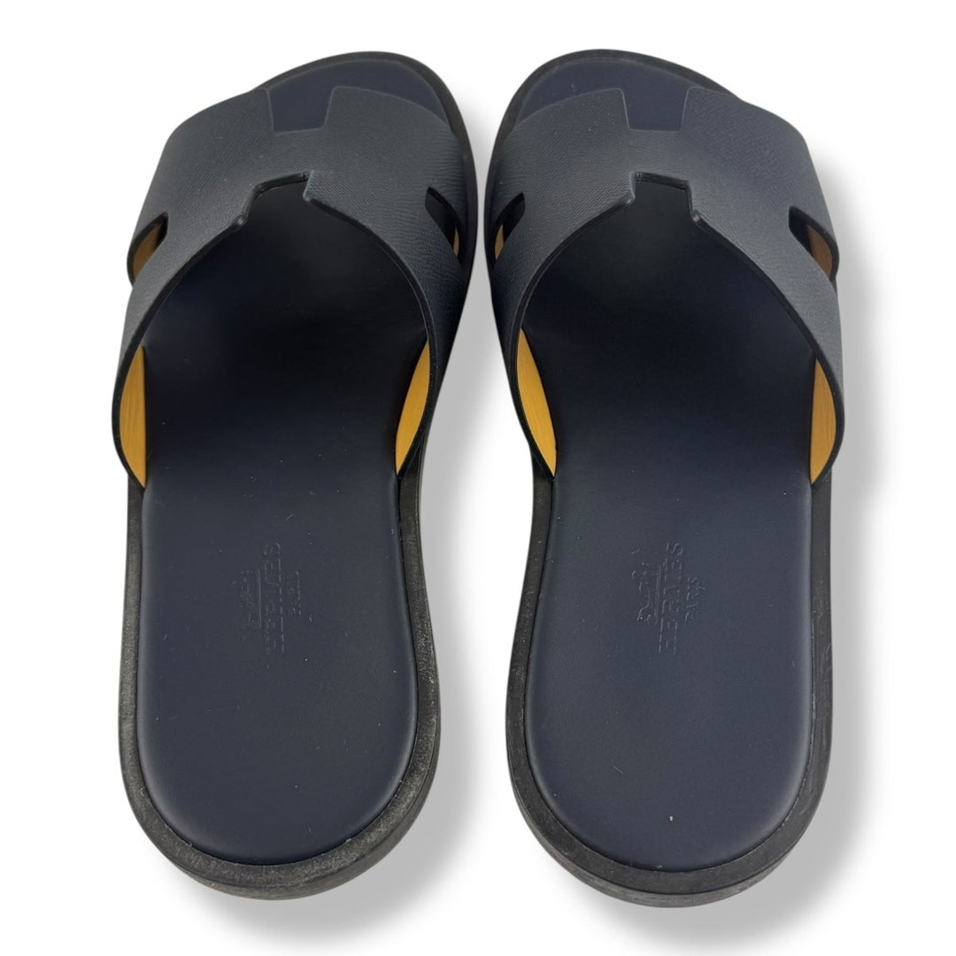 Hermes Izmir Navy Leather Slides UK 6 / EU 40 - Lux Central