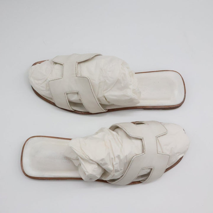 Hermes Oran Black Flat Slides UK 4 EU 37 - Lux Central