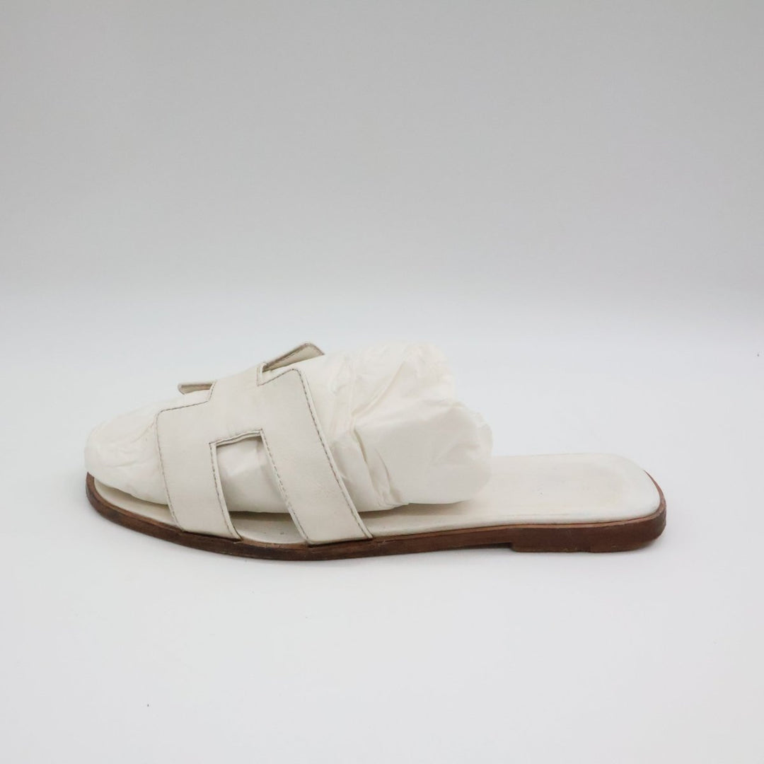 Hermes Oran Black Flat Slides UK 4 EU 37 - Lux Central
