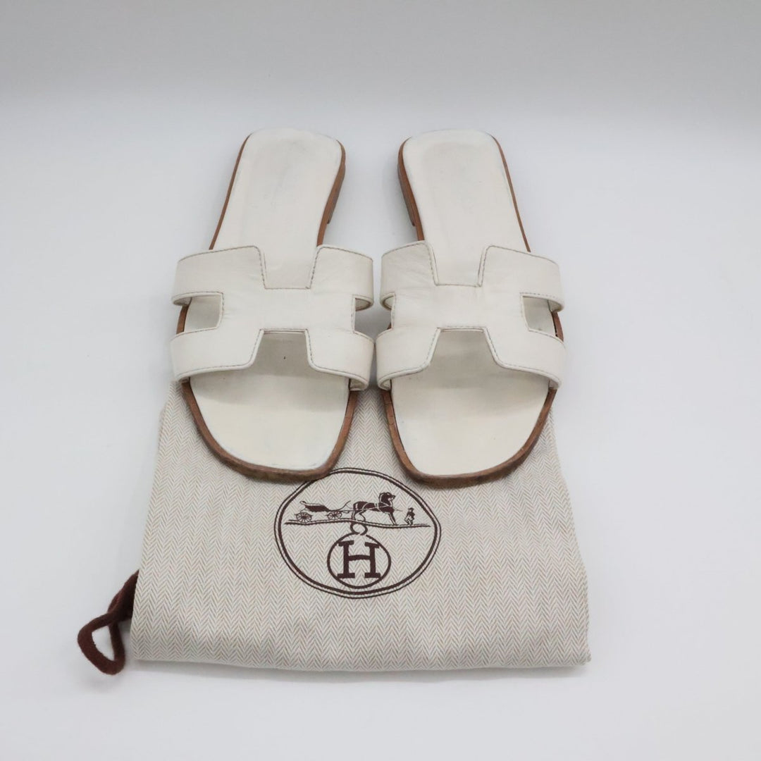 Hermes Oran Black Flat Slides UK 4 EU 37 - Lux Central