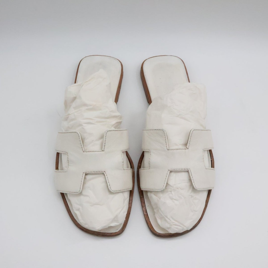 Hermes Oran Black Flat Slides UK 4 EU 37 - Lux Central