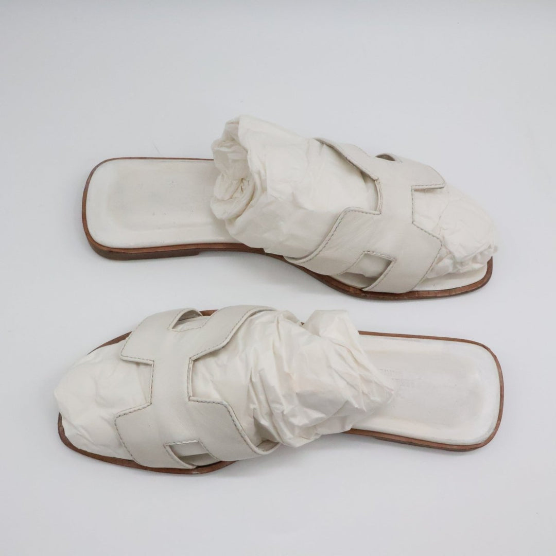 Hermes Oran Black Flat Slides UK 4 EU 37 - Lux Central