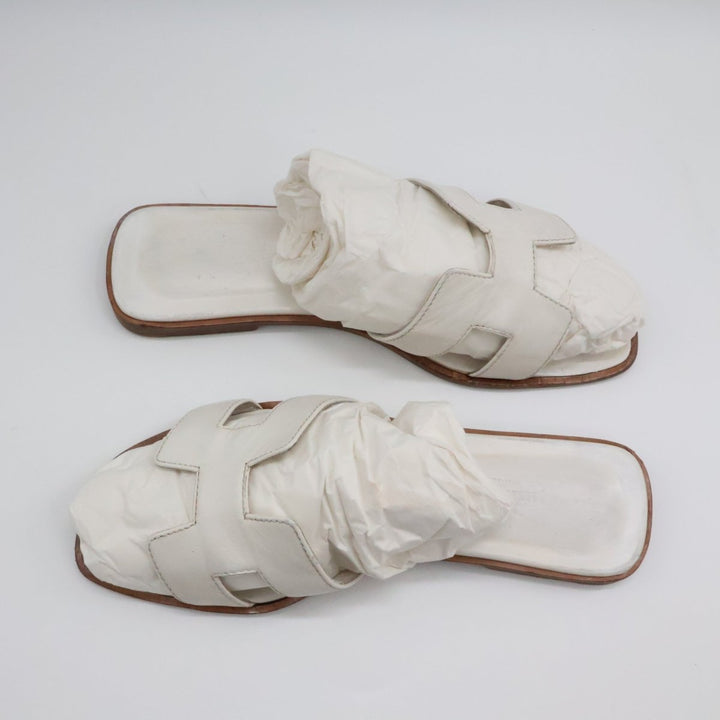 Hermes Oran Black Flat Slides UK 4 EU 37 - Lux Central