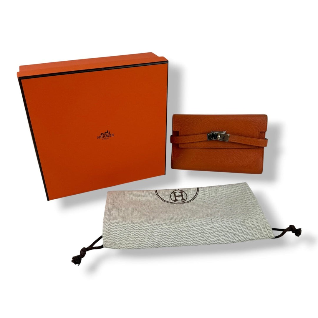 Hermès Orange 3 Fold Epsom Kelly Wallet - Lux Central