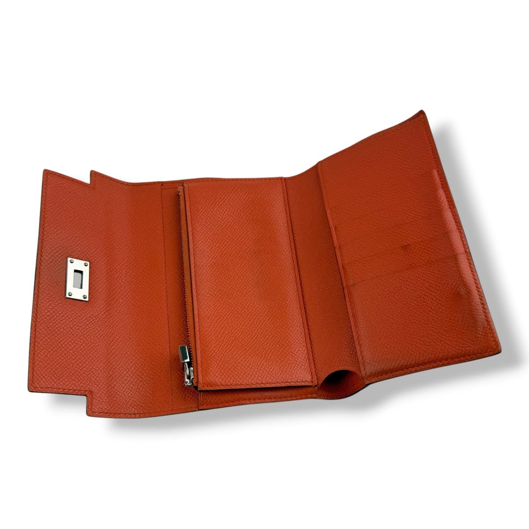 Hermès Orange 3 Fold Epsom Kelly Wallet - Lux Central