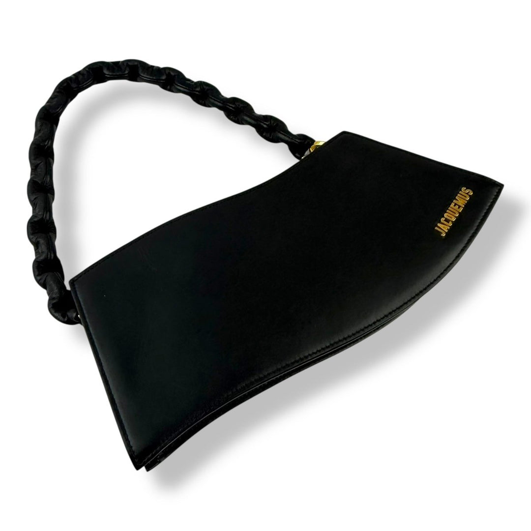 Jacquemus La Vague Black Leather Shoulder Handbag - Lux Central