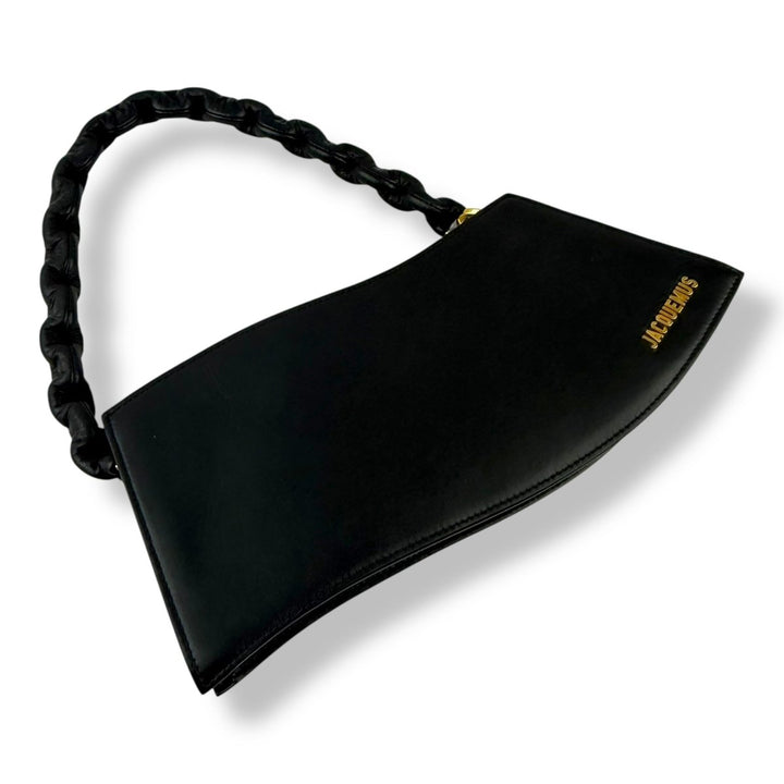 Jacquemus La Vague Black Leather Shoulder Handbag - Lux Central