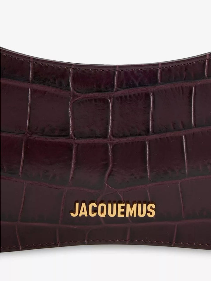 Jacquemus Le Bisou Croc Perle Leather Shoulder Bag Dark Burgundy - Lux Central