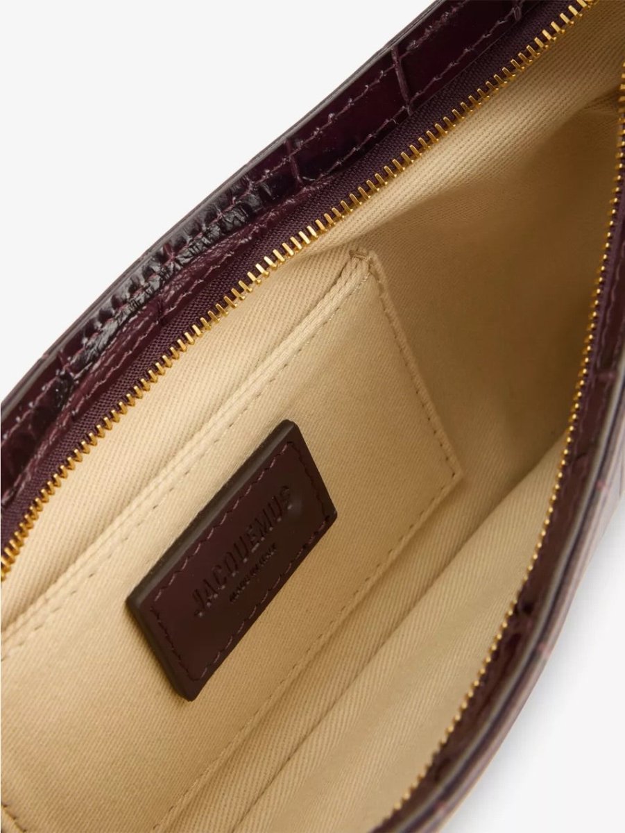 Jacquemus Le Bisou Croc Perle Leather Shoulder Bag Dark Burgundy - Lux Central