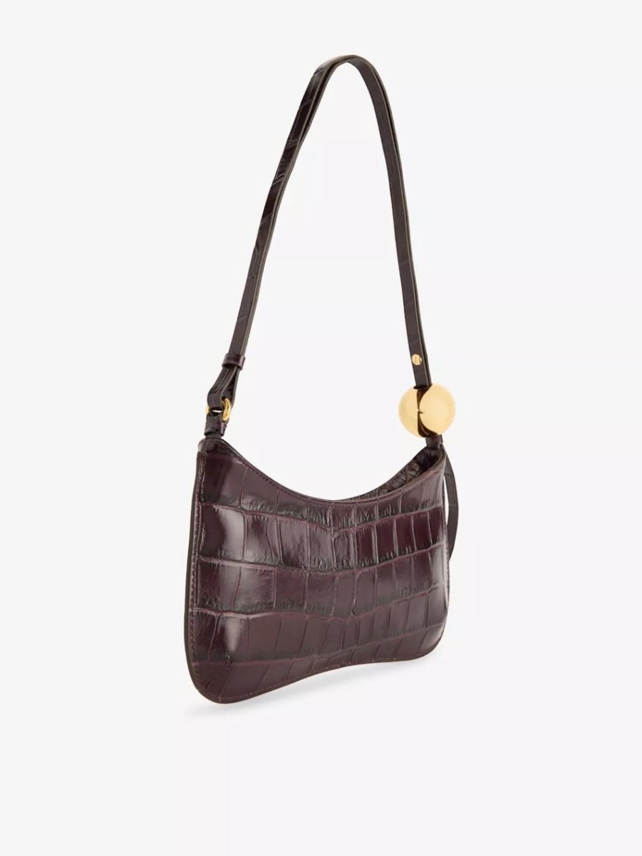 Jacquemus Le Bisou Croc Perle Leather Shoulder Bag Dark Burgundy - Lux Central