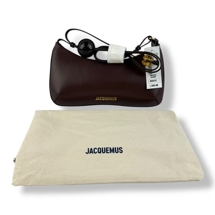 Jacquemus Le Bisou Perle Leather Brown Medium Shoulder Handbag - Lux Central