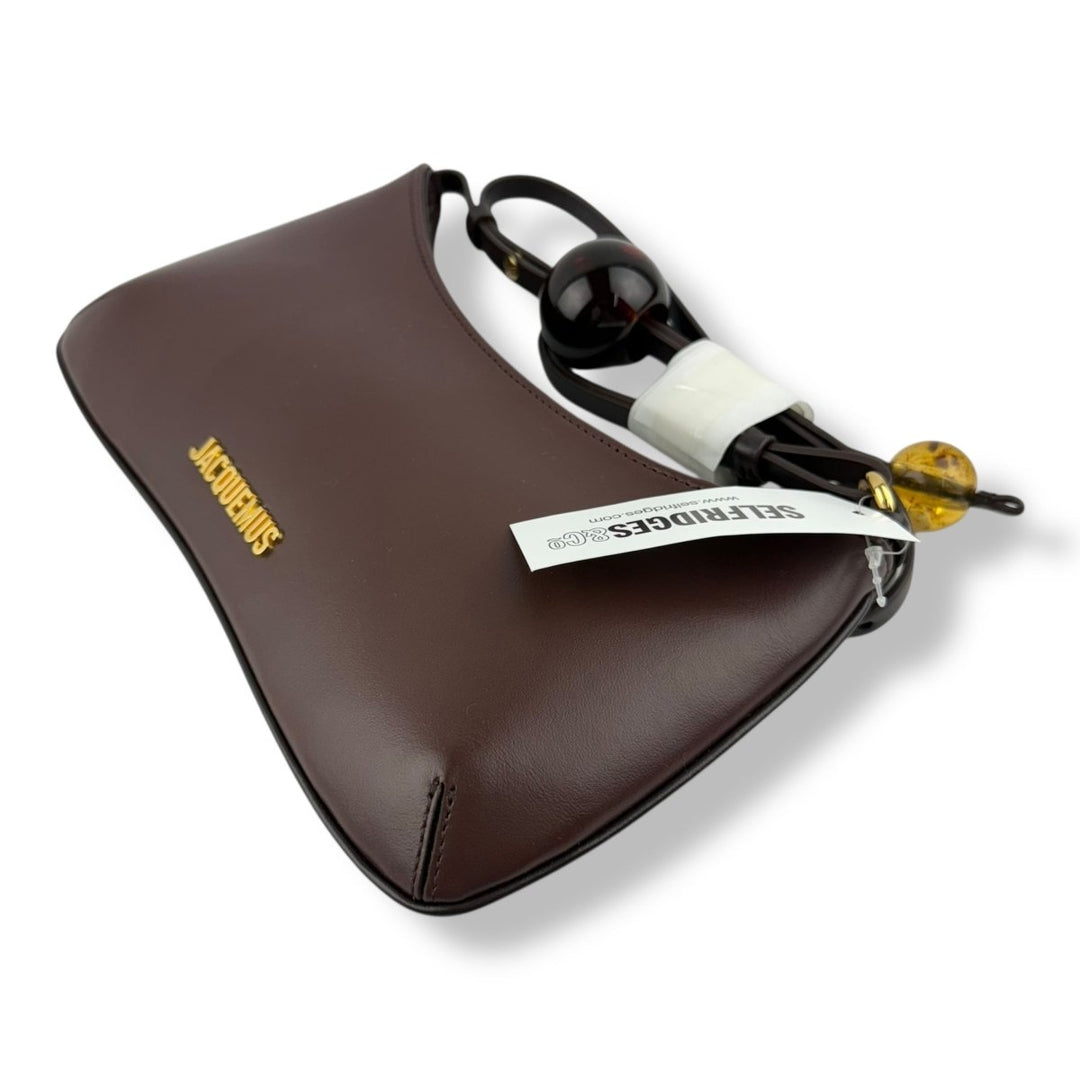 Jacquemus Le Bisou Perle Leather Brown Medium Shoulder Handbag - Lux Central