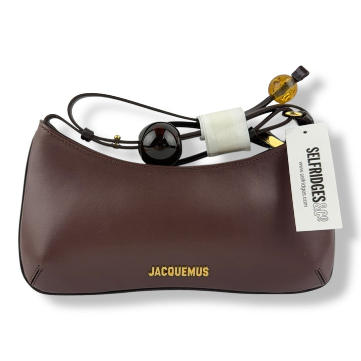 Jacquemus Le Bisou Perle Leather Brown Medium Shoulder Handbag - Lux Central