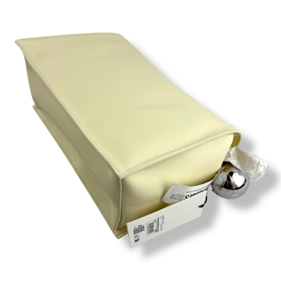 Jacquemus Le Petite Pochette Rond Cream Leather Clutch Handbag - Lux Central