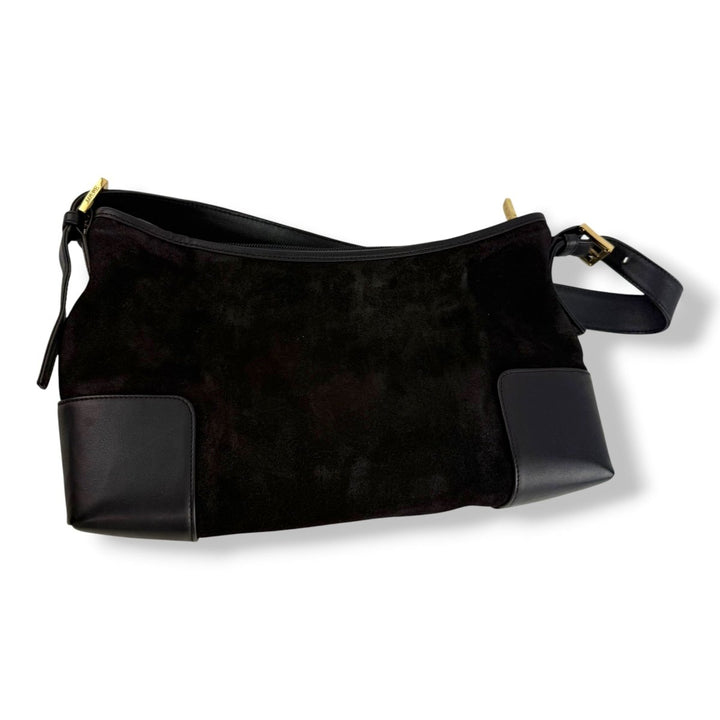 Loewe Black Anagram Suede Shoulder Handbag - Lux Central