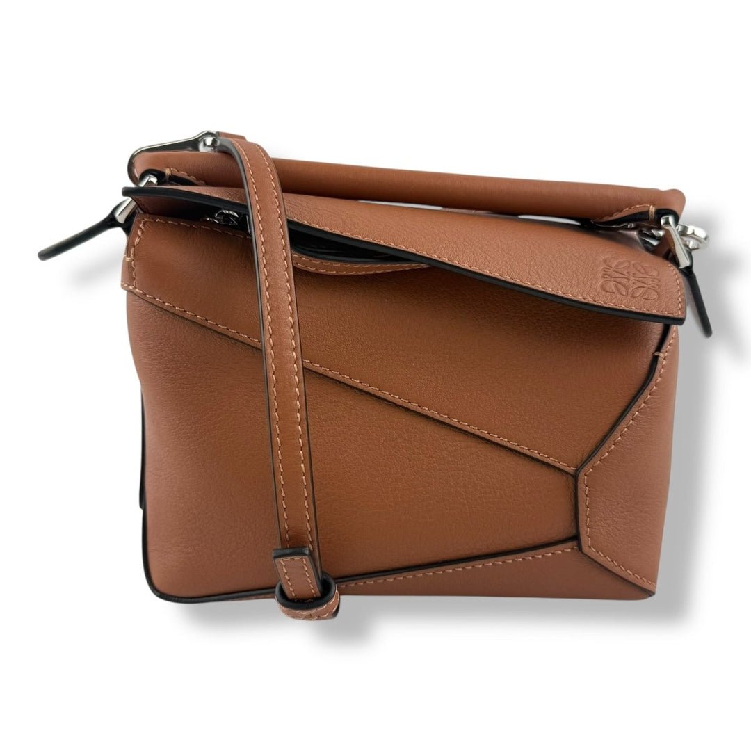 Loewe Mini Edge Puzzle Tan Calfskin Leather Handbag - Lux Central