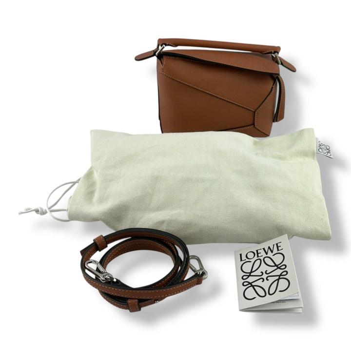 Loewe Mini Edge Puzzle Tan Calfskin Leather Handbag - Lux Central