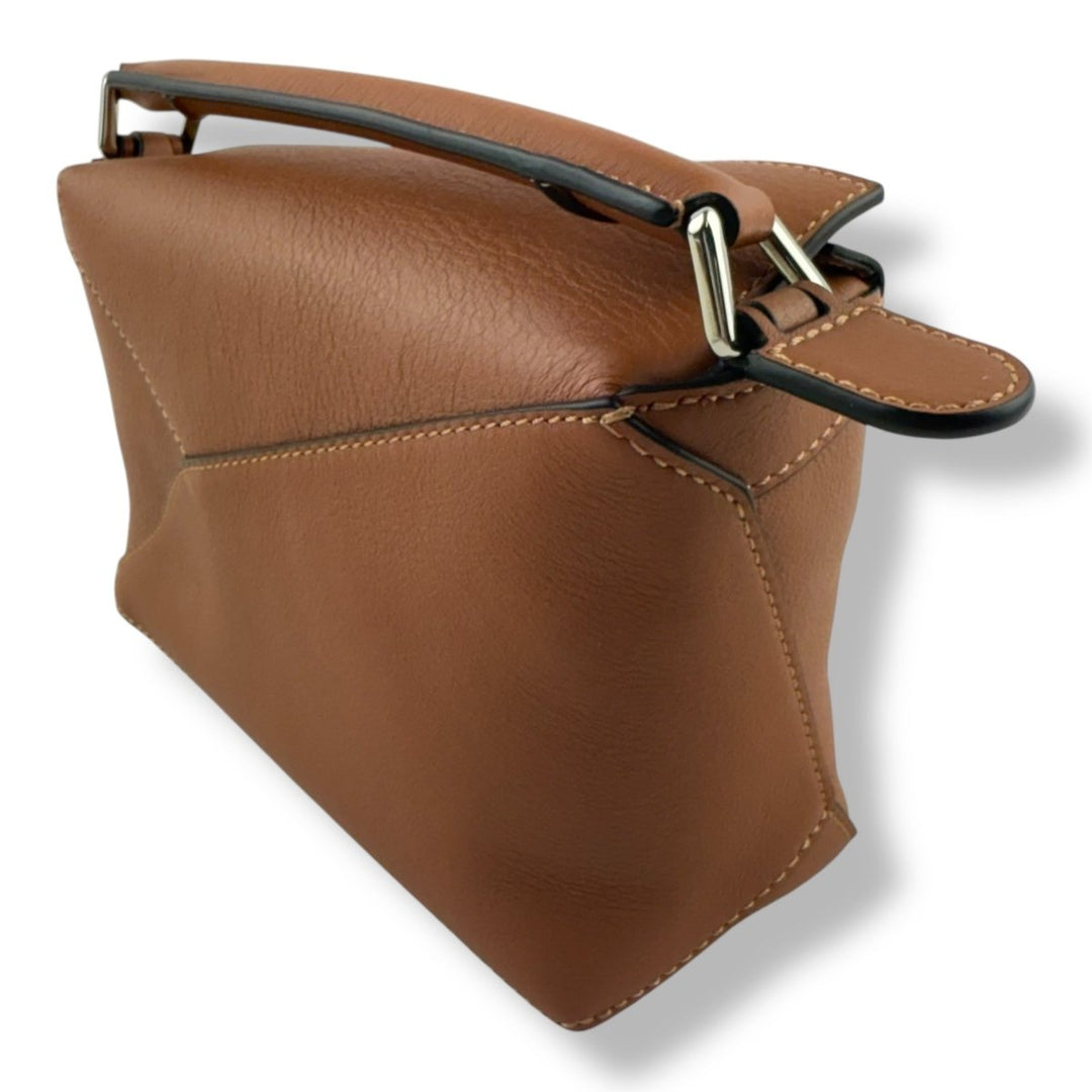 Loewe Mini Edge Puzzle Tan Calfskin Leather Handbag - Lux Central