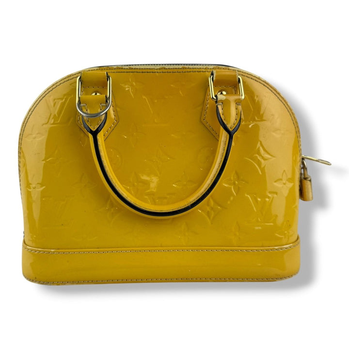 Louis Vuitton Alma BB Beige Vernis Patent Leather Monogram Handbag - Lux Central