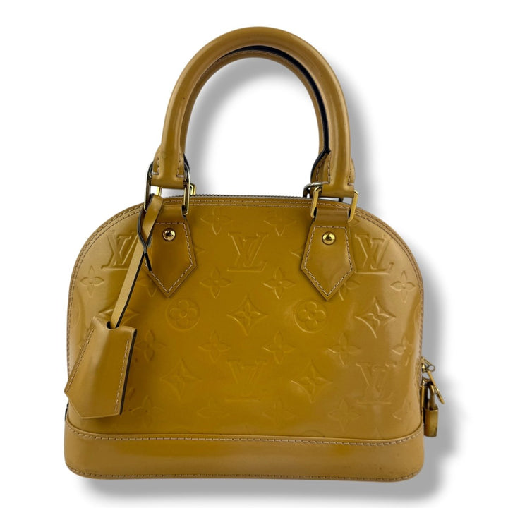 Louis Vuitton Alma BB Beige Vernis Patent Leather Monogram Handbag - Lux Central