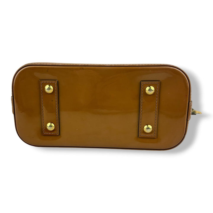 Louis Vuitton Alma BB Beige Vernis Patent Leather Monogram Handbag - Lux Central