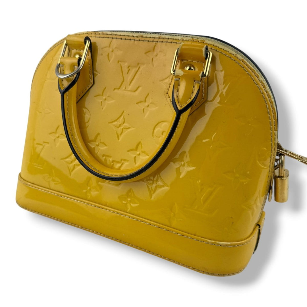 Louis Vuitton Alma BB Beige Vernis Patent Leather Monogram Handbag - Lux Central