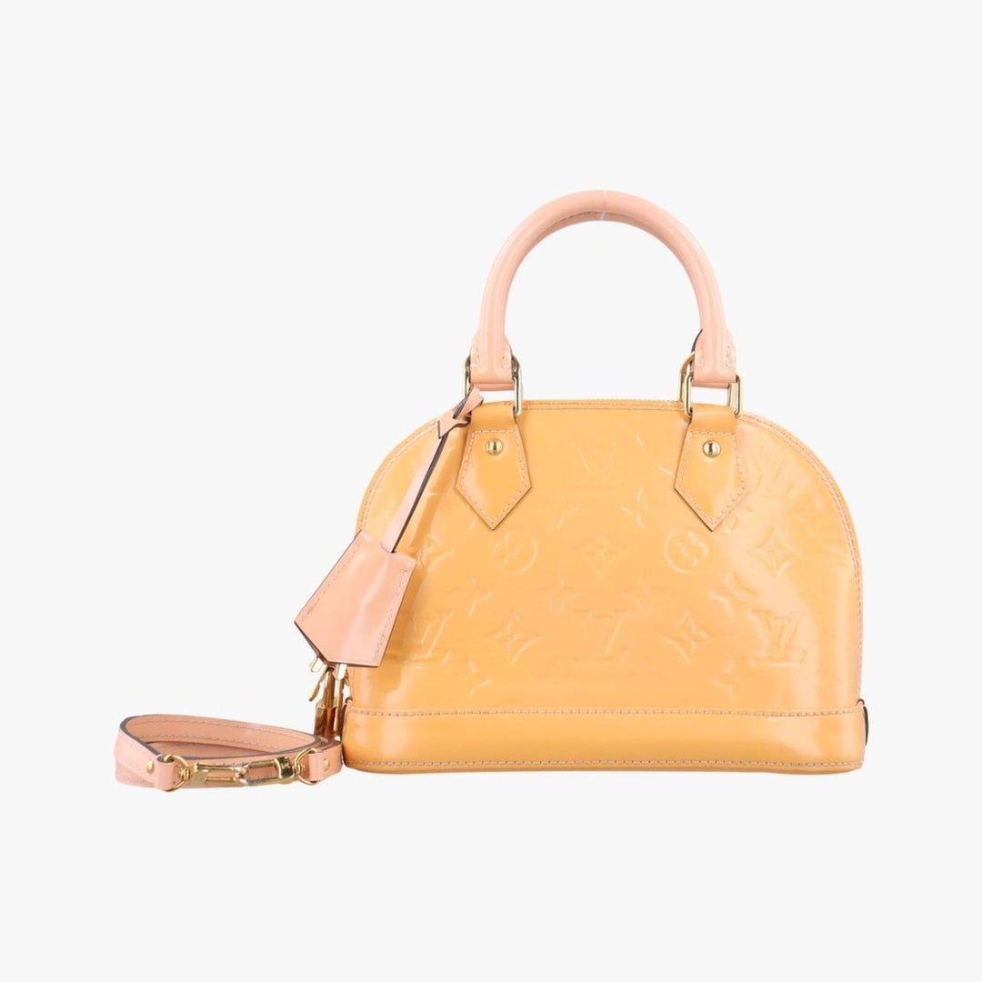 Louis Vuitton Alma BB Beige Vernis Patent Leather Monogram Handbag - Lux Central