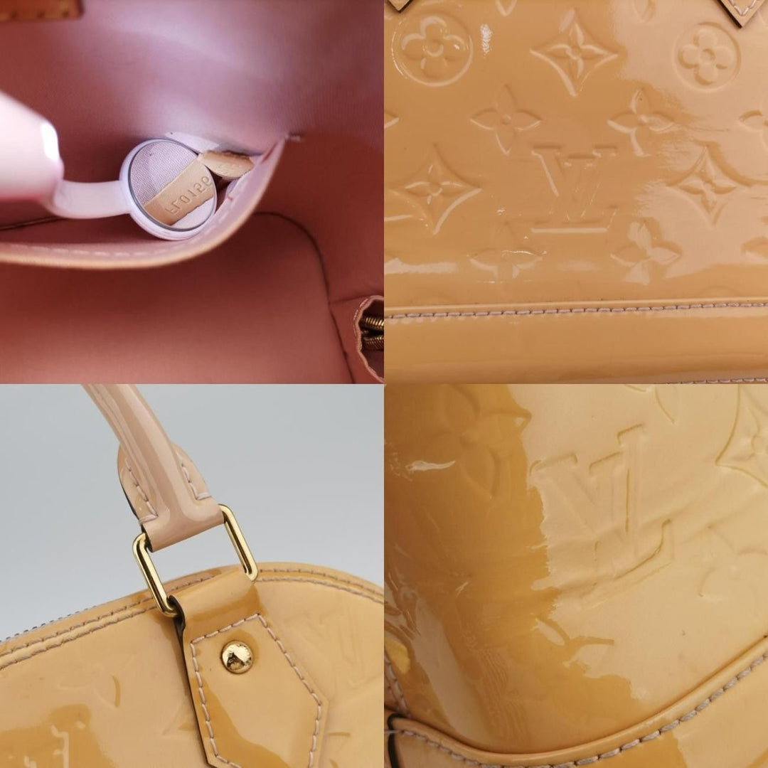 Louis Vuitton Alma BB Beige Vernis Patent Leather Monogram Handbag - Lux Central