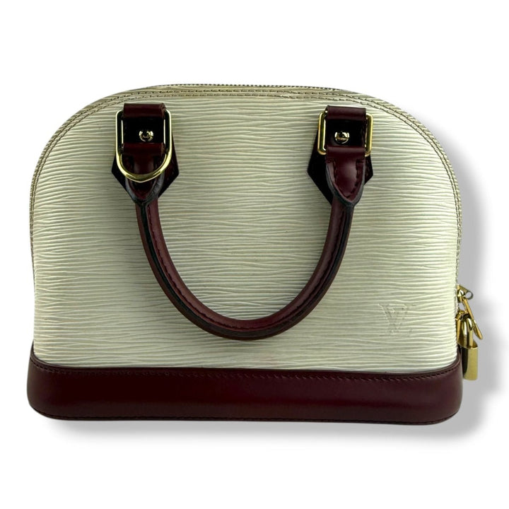 Louis Vuitton Alma BB Epi Leather Cream/Burgundy Handbag - Lux Central