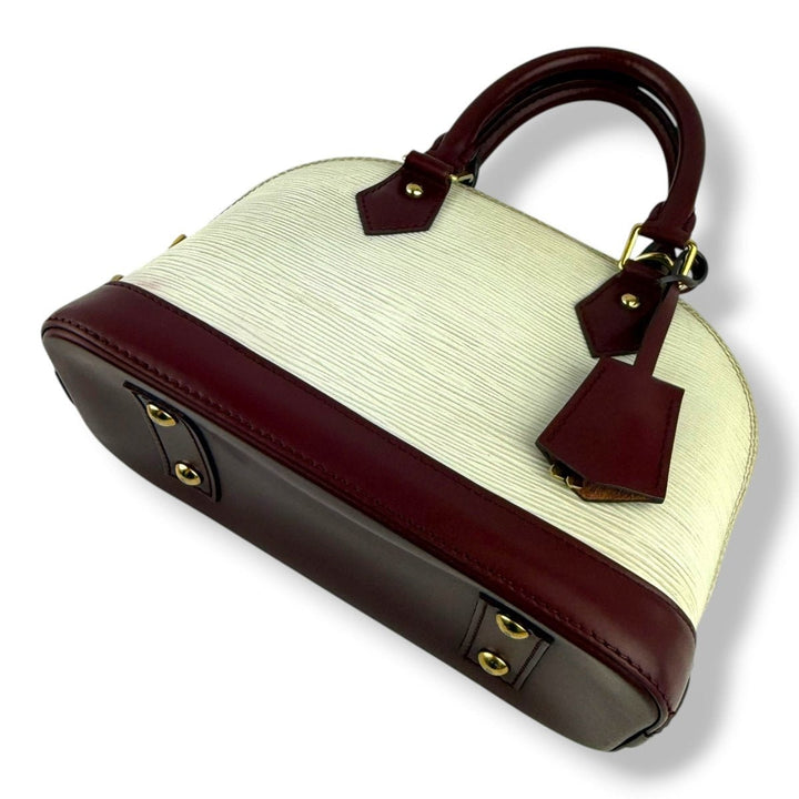 Louis Vuitton Alma BB Epi Leather Cream/Burgundy Handbag - Lux Central