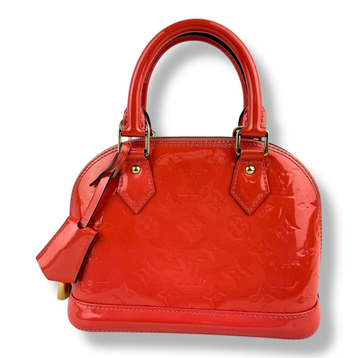 Louis Vuitton Alma BB Peach Vernis Patent Leather Monogram Handbag - Lux Central