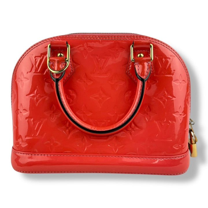 Louis Vuitton Alma BB Peach Vernis Patent Leather Monogram Handbag - Lux Central