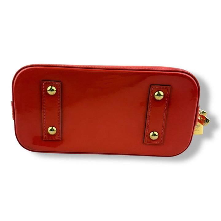 Louis Vuitton Alma BB Peach Vernis Patent Leather Monogram Handbag - Lux Central