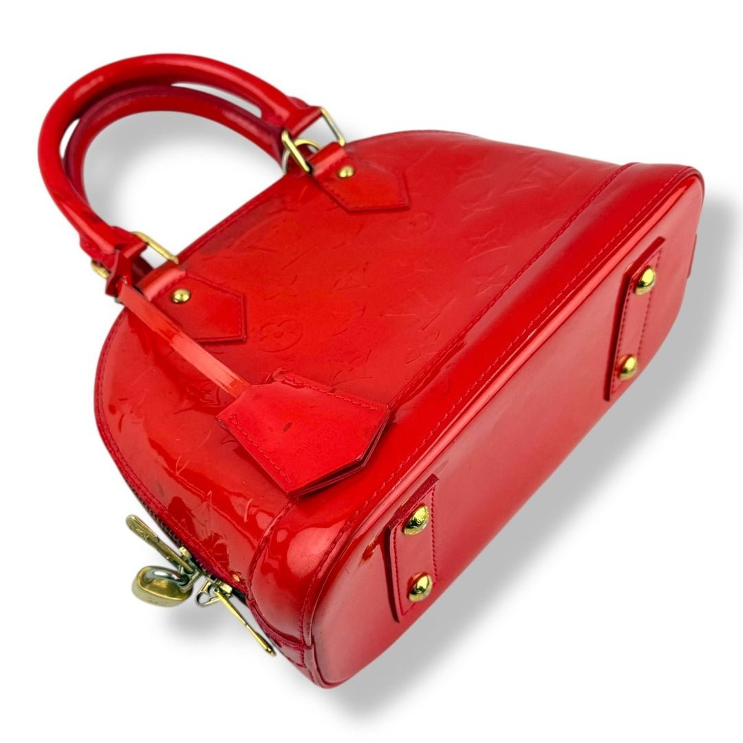 Louis Vuitton Alma BB Red Vernis Patent Leather Monogram Handbag - Lux Central