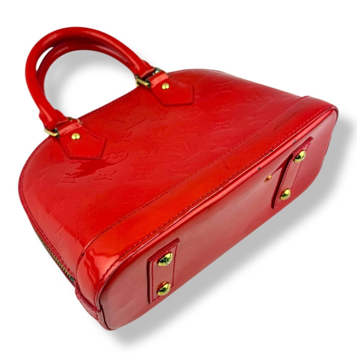 Louis Vuitton Alma BB Red Vernis Patent Leather Monogram Handbag - Lux Central