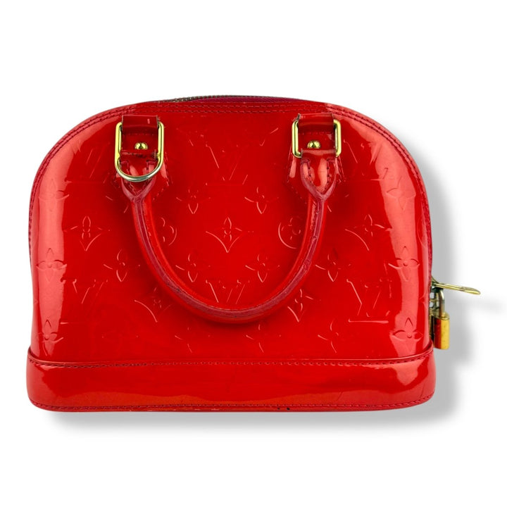 Louis Vuitton Alma BB Red Vernis Patent Leather Monogram Handbag - Lux Central