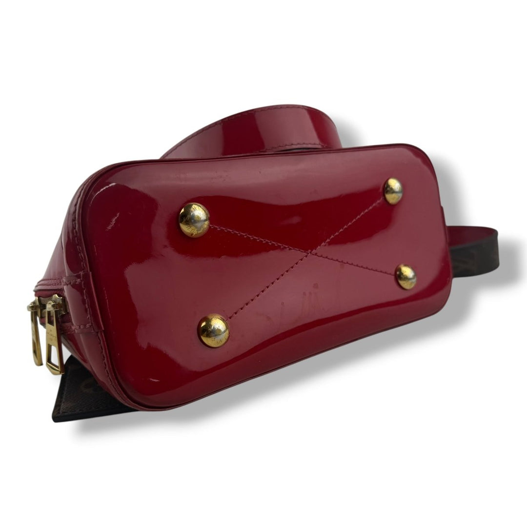 Louis Vuitton Alma BB Red Vernis Patent Leather Monogram Handbag - Lux Central