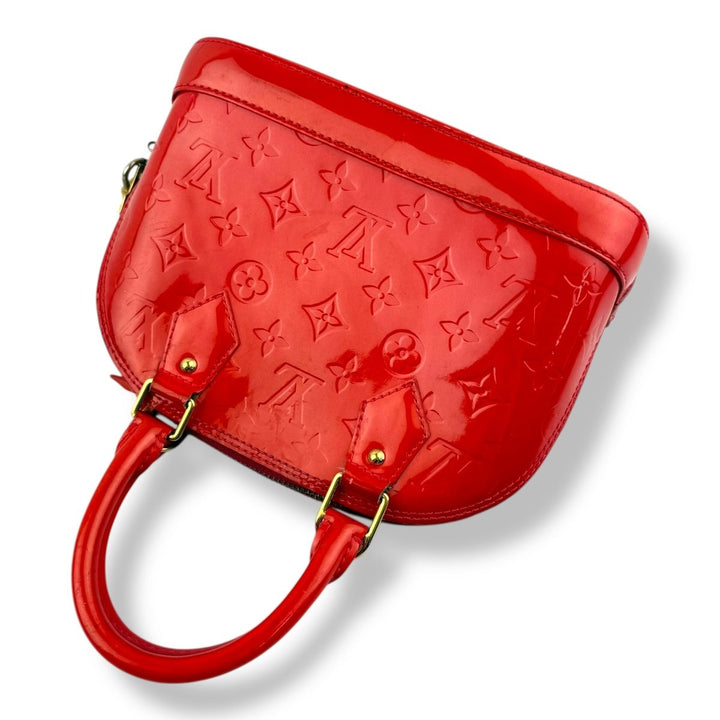 Louis Vuitton Alma BB Red Vernis Patent Leather Monogram Handbag - Lux Central