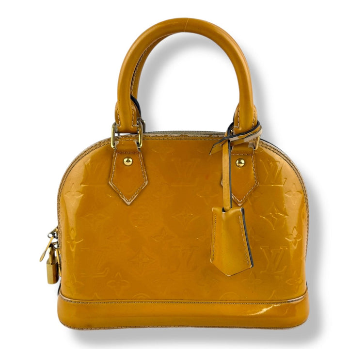 Louis Vuitton Alma BB Tan Vernis Patent Leather Monogram Handbag - Lux Central