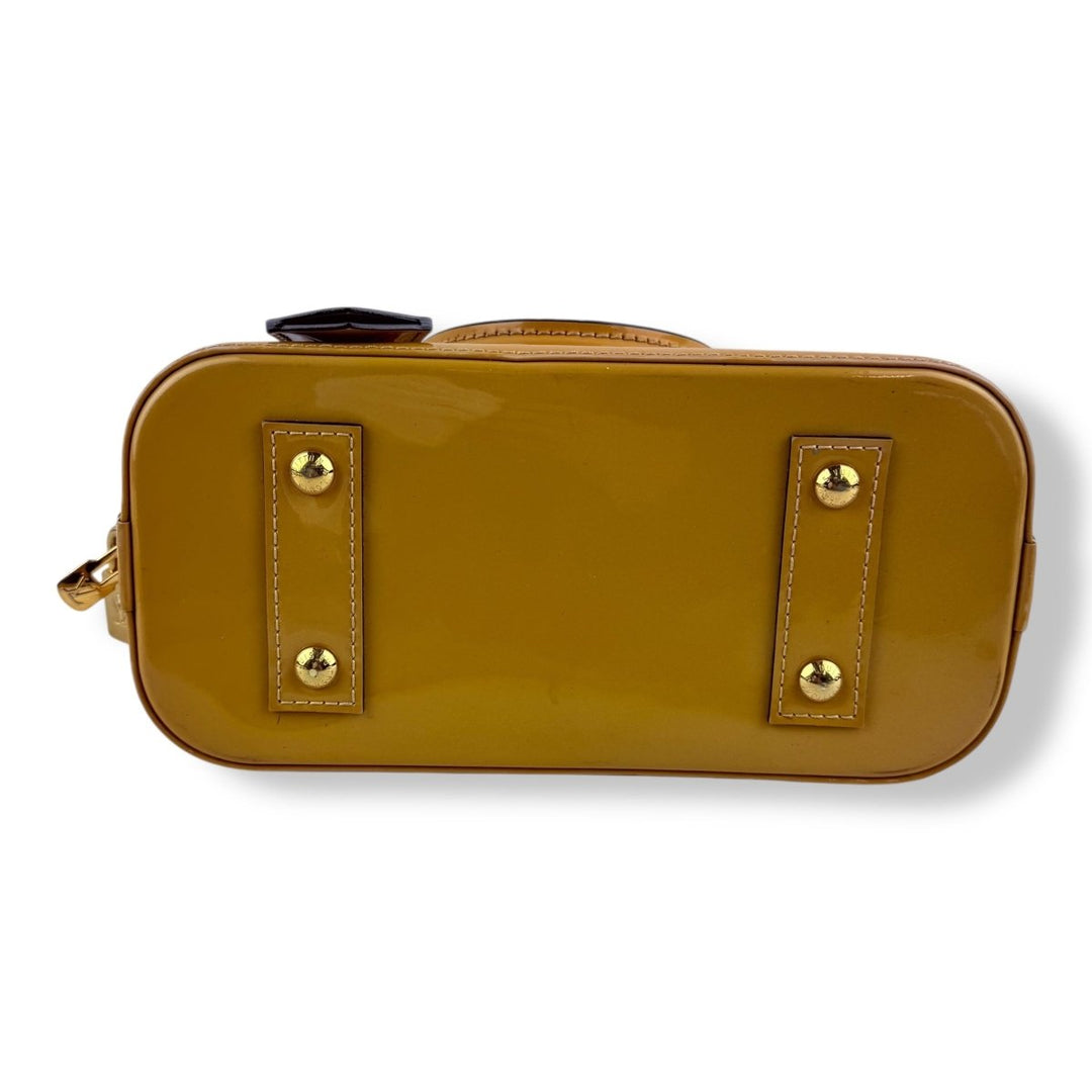 Louis Vuitton Alma BB Tan Vernis Patent Leather Monogram Handbag - Lux Central
