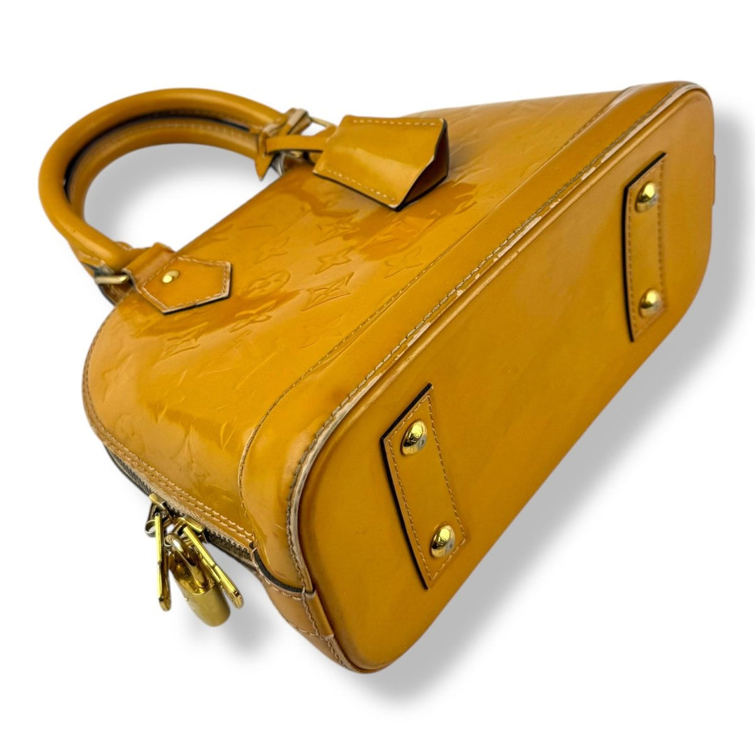 Louis Vuitton Alma BB Tan Vernis Patent Leather Monogram Handbag - Lux Central