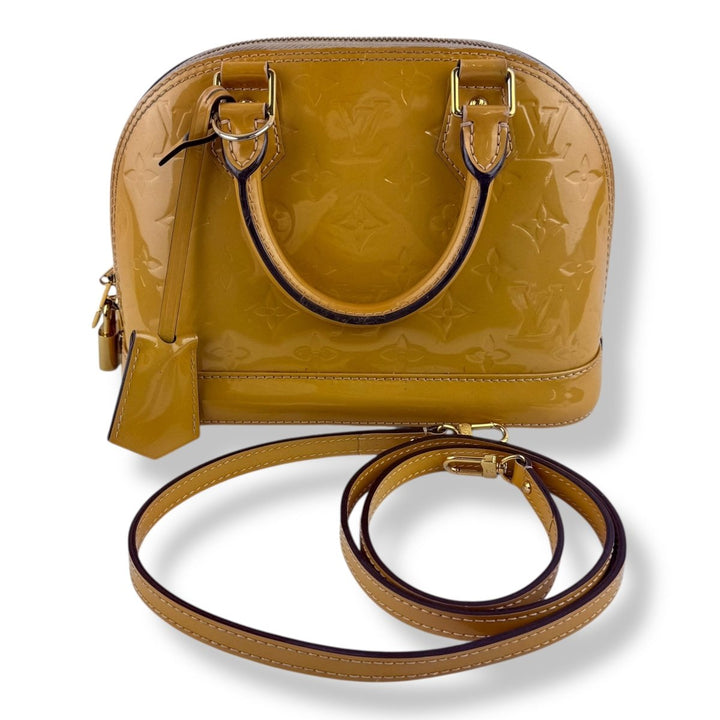Louis Vuitton Alma BB Tan Vernis Patent Leather Monogram Handbag - Lux Central