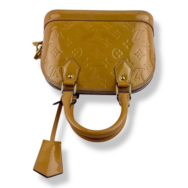 Louis Vuitton Alma BB Tan Vernis Patent Leather Monogram Handbag - Lux Central