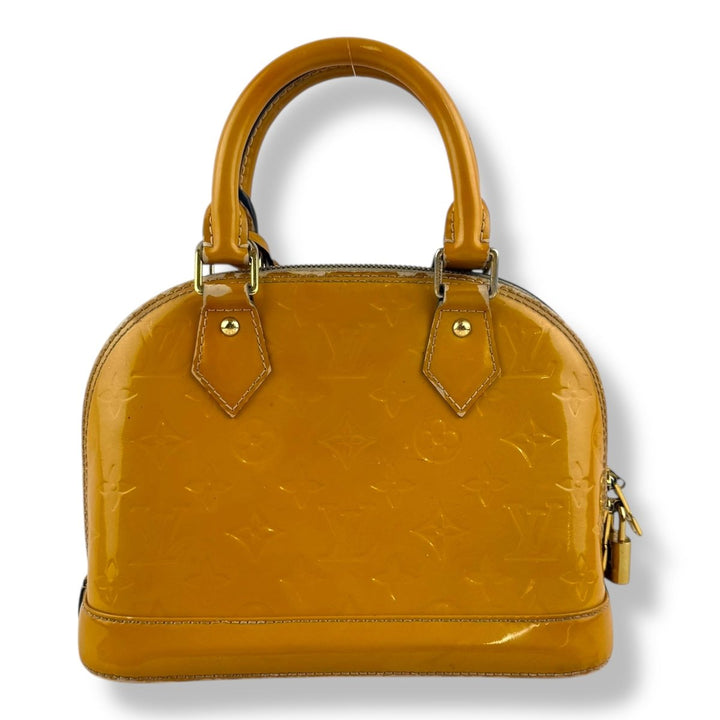Louis Vuitton Alma BB Tan Vernis Patent Leather Monogram Handbag - Lux Central