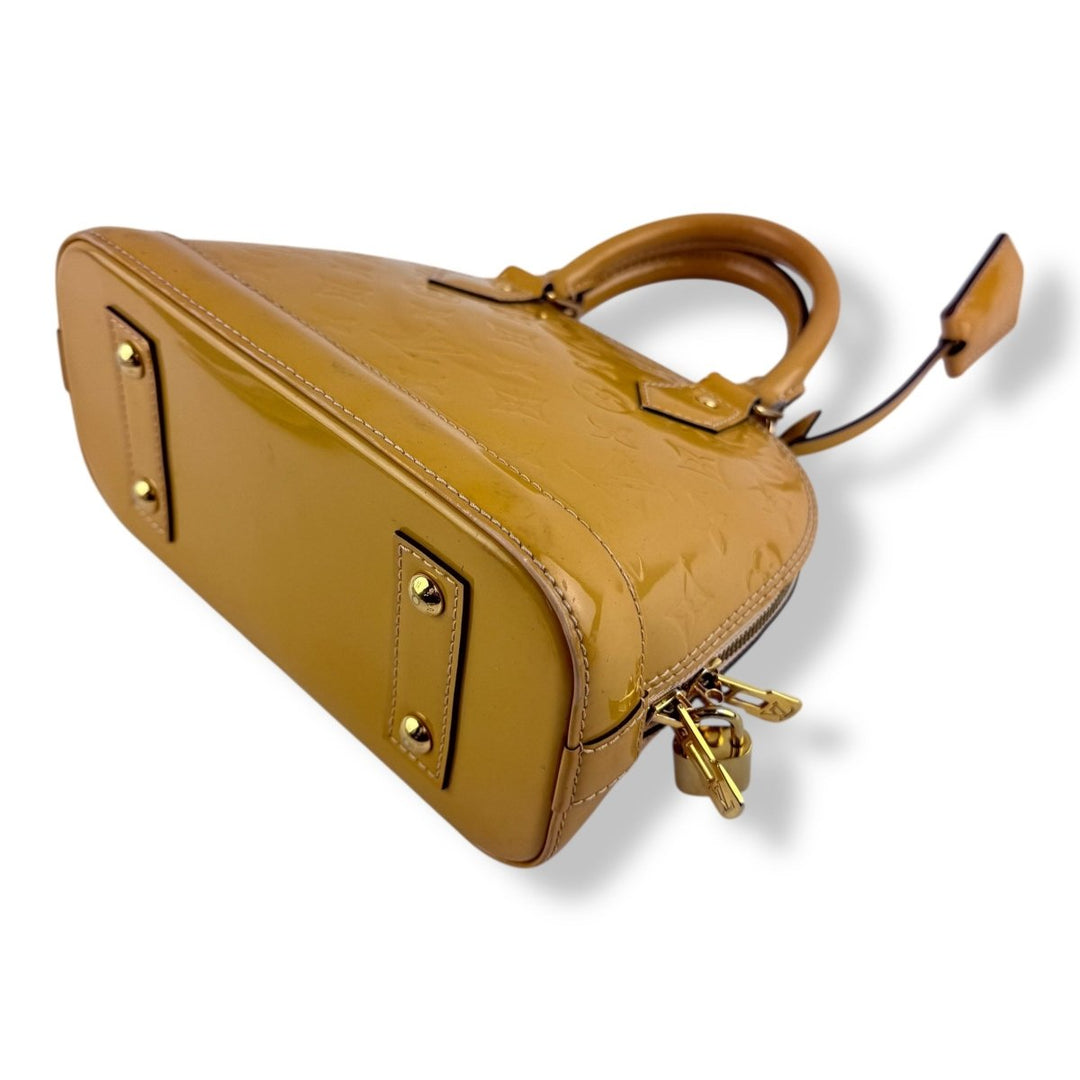 Louis Vuitton Alma BB Tan Vernis Patent Leather Monogram Handbag - Lux Central