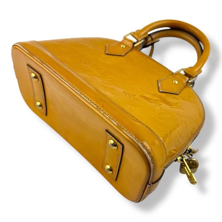 Louis Vuitton Alma BB Tan Vernis Patent Leather Monogram Handbag - Lux Central